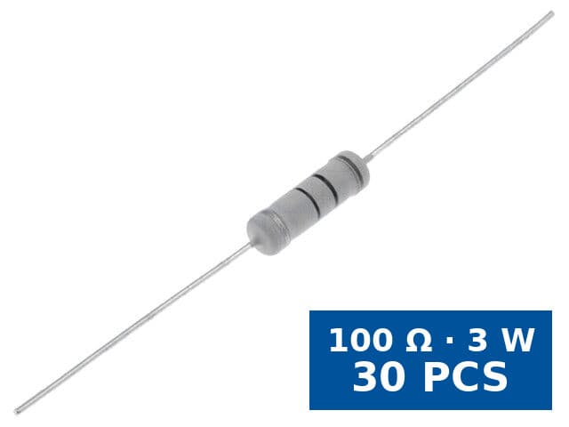 Rezistor metal oxide THT SR Passives MOF3WS-100R, 100 Ω, 3 W, ±5%, axial, set 30 buc