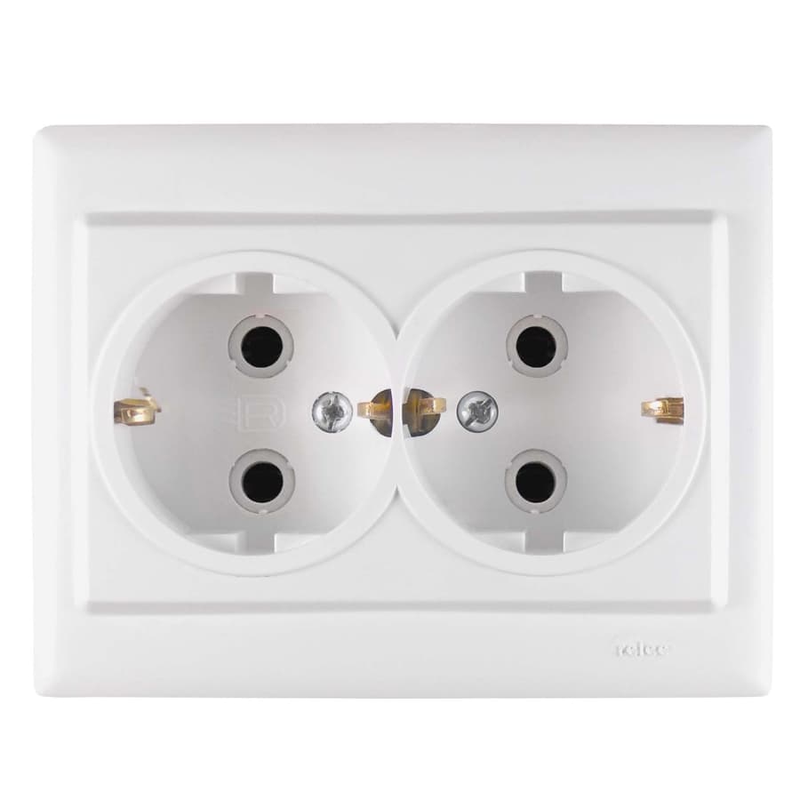 Priza schuko dubla Elegant cu contact de protectie, alb