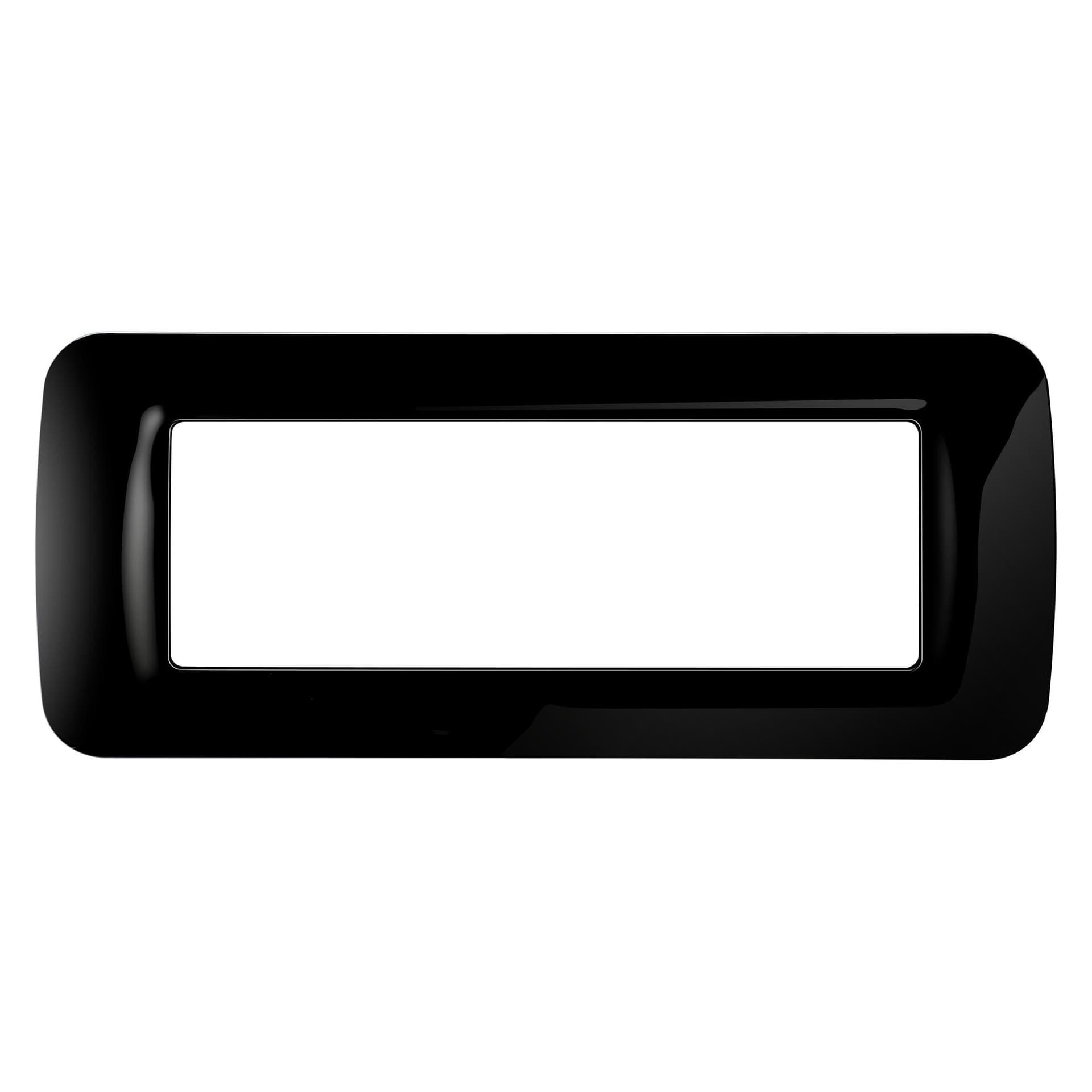 Rama Gewiss System GW22516, 6 module, negru, pentru priza si intrerupator