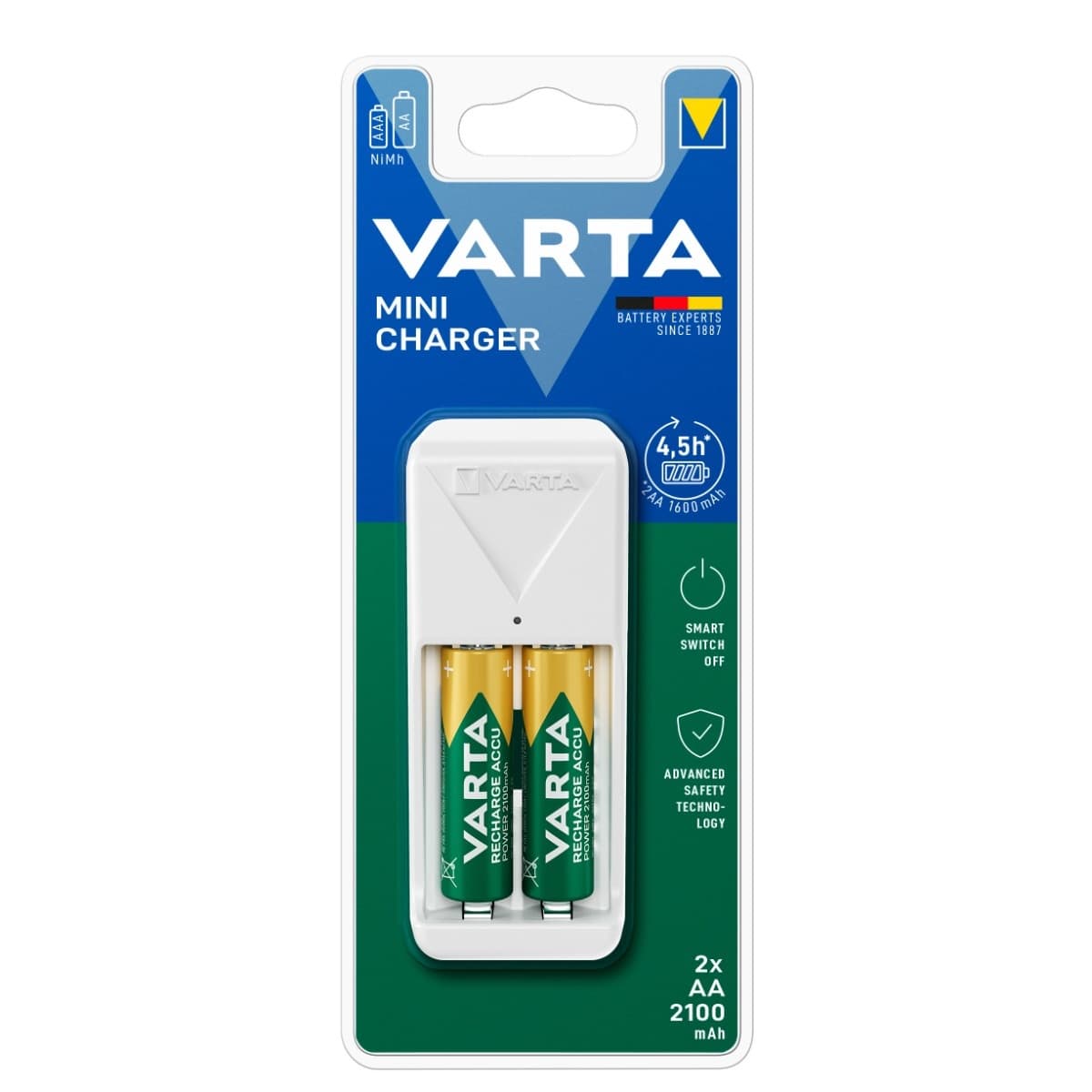 Încărcător VARTA Mini Charger cu 2 acumulatori AA 2100mAh