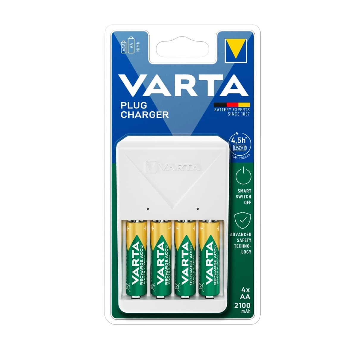 Încărcător Varta Plug Charger 57657 cu 4 acumulatori AA