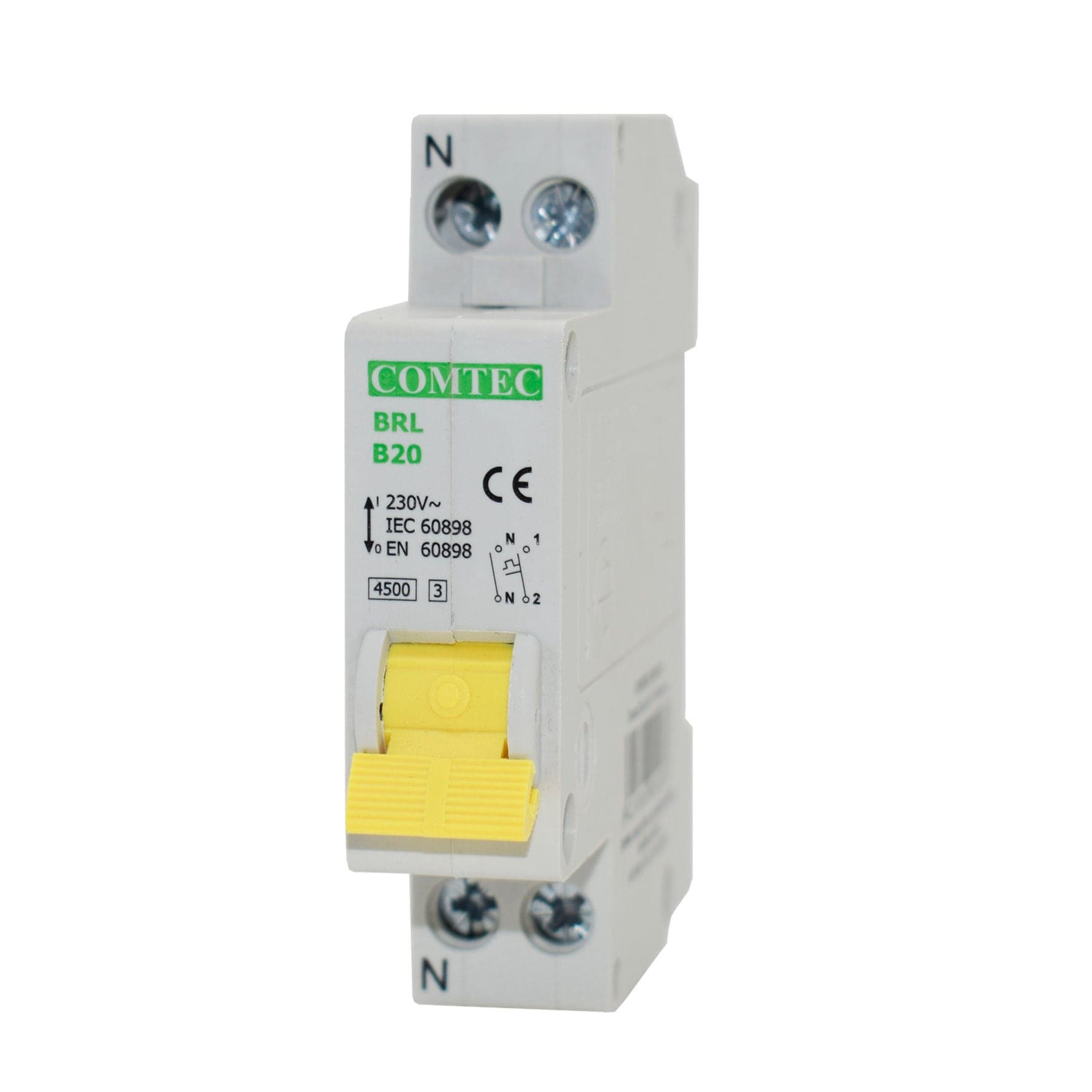 Siguranța automată modulară Comtec BRL 16816, 20A, 1P+N, Curba B
