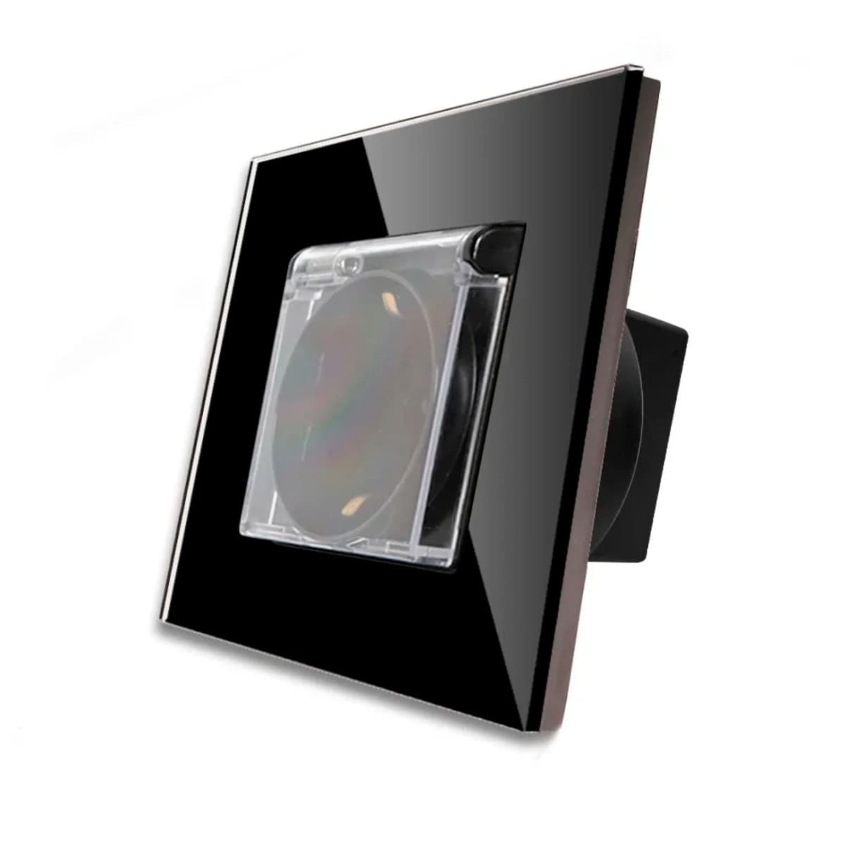 Priza Schuko Luxion cu capac, incastrata, neagra