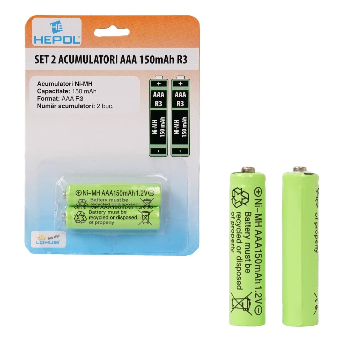 Acumulator Lohuis AAA 150 mAh NiMH 2 buc