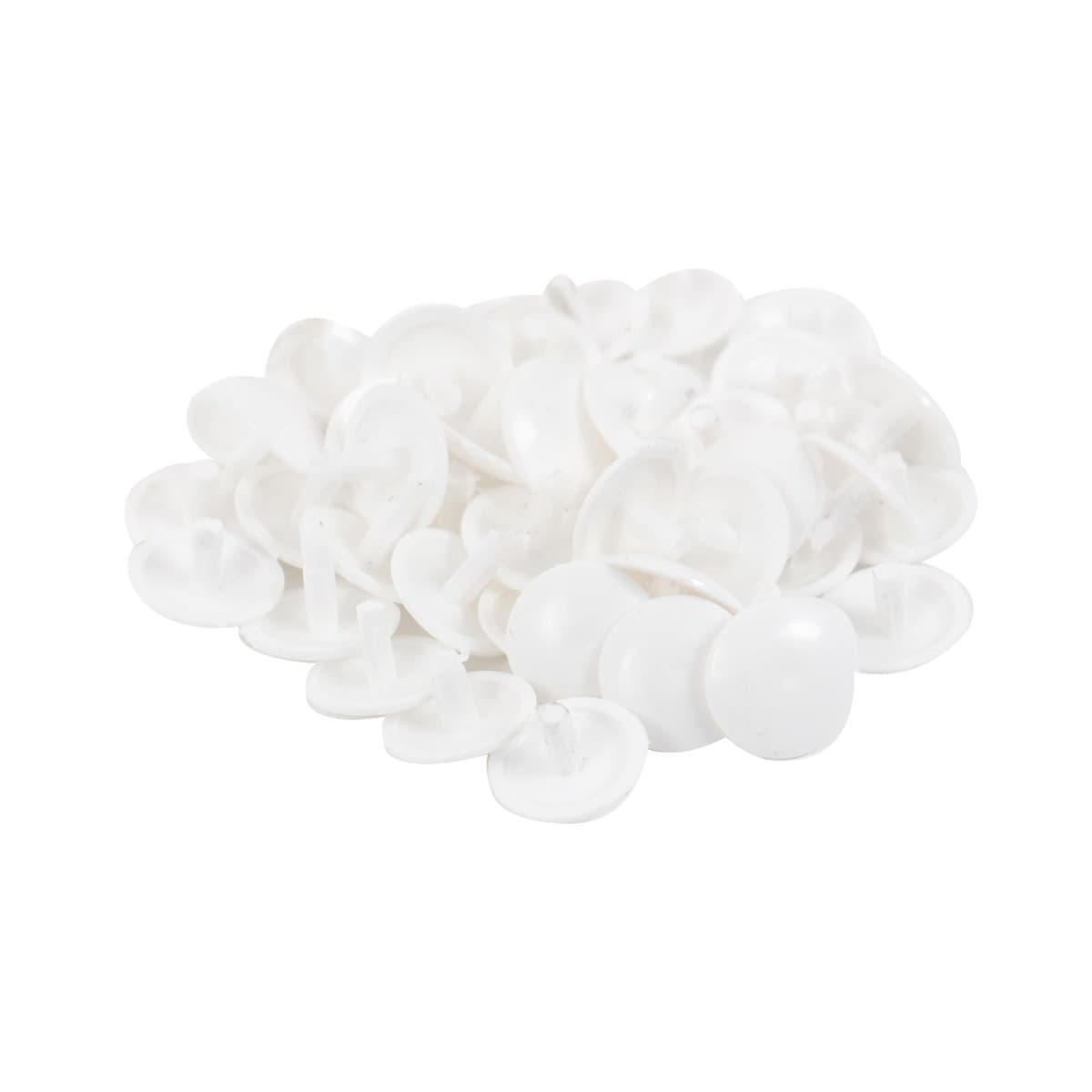 Capac plastic, cu pin, pentru mascare suruburi de cuplare, alb, set 50 bucati