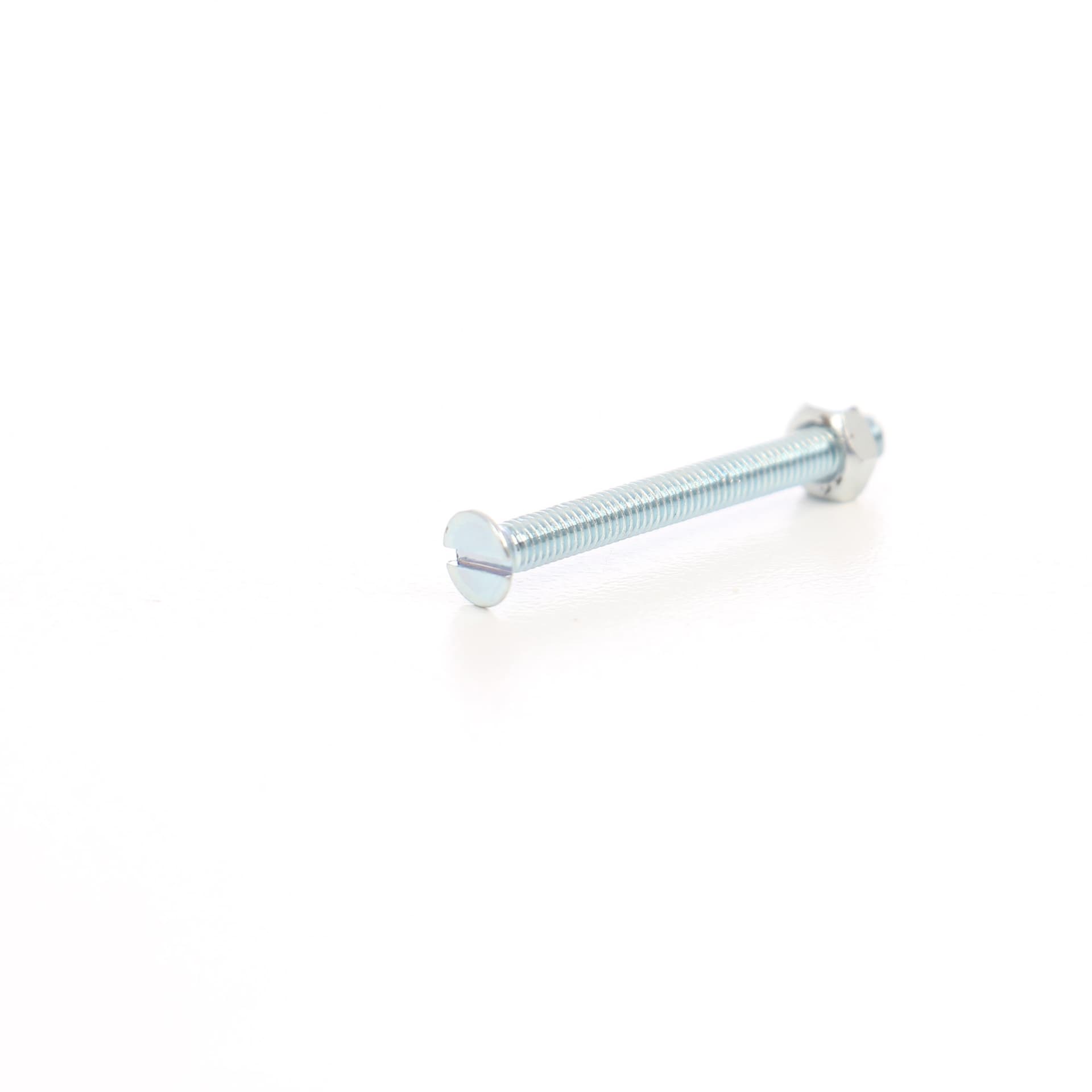 Surub cu cap inecat crestat, cu piulita, otel, zincat alb, M3 x 20 mm, 16 bucati