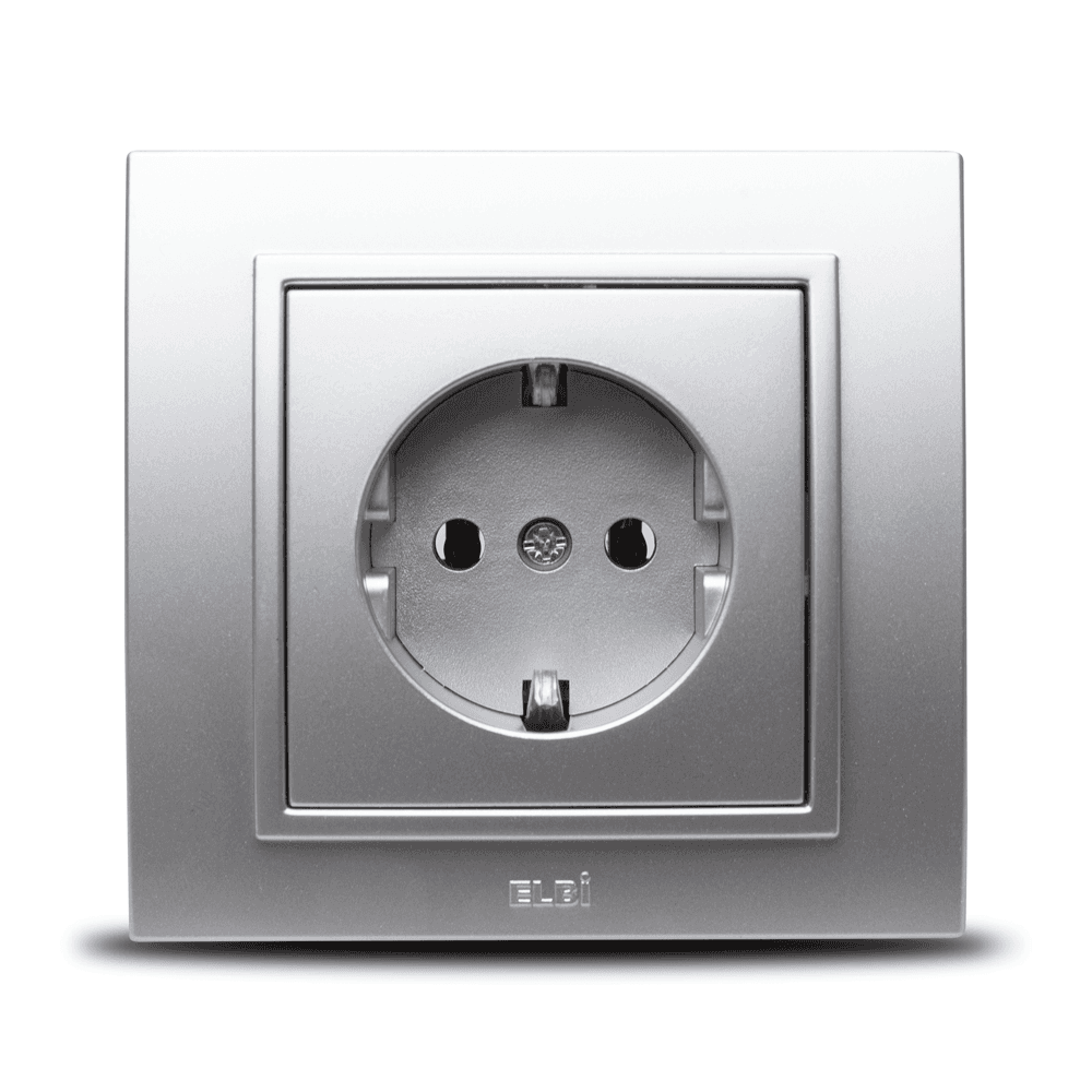 Priză Schuko 16A gri metalizat Zena - ELBI