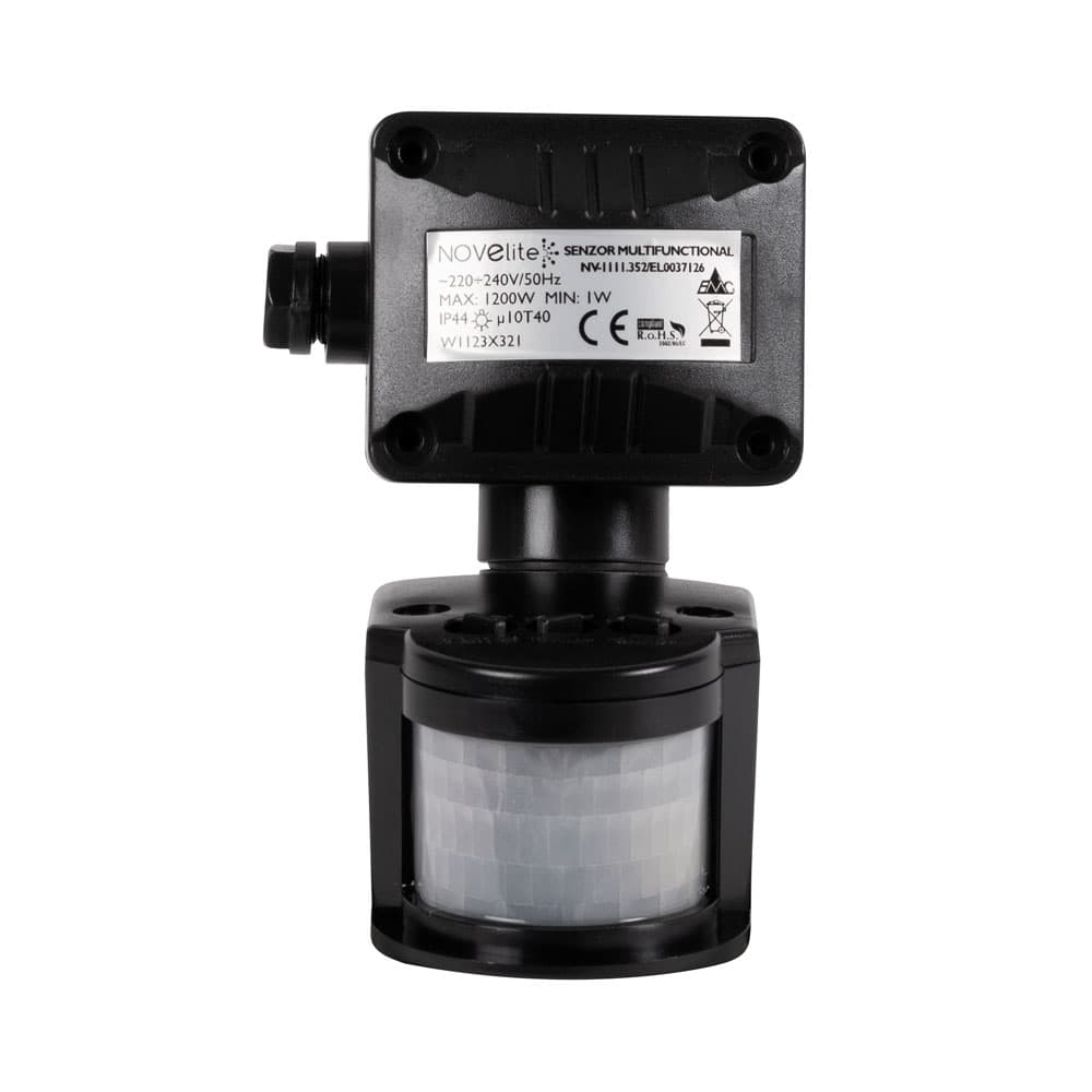 Senzor Miscare PT Negru JQ35 180° 1200W 2-12m IP44 - NOVELITE