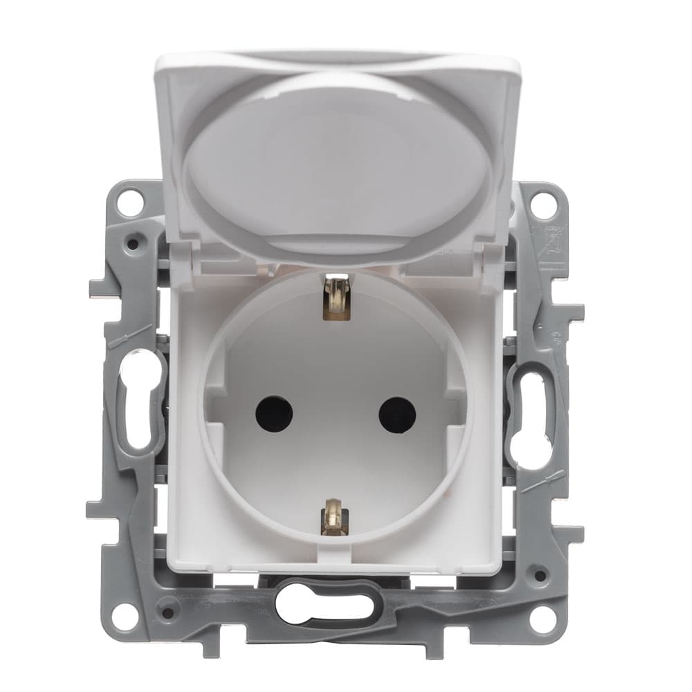 Priză Schuko cu capac 16A alb Salbei - LEGRAND