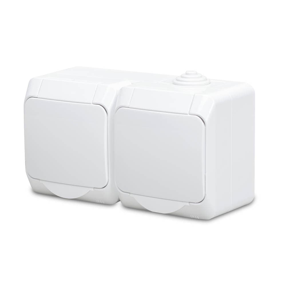 Priză dublă Schuko aplicată 16A IP44 alb Cedar - SCHNEIDER | WDE000523
