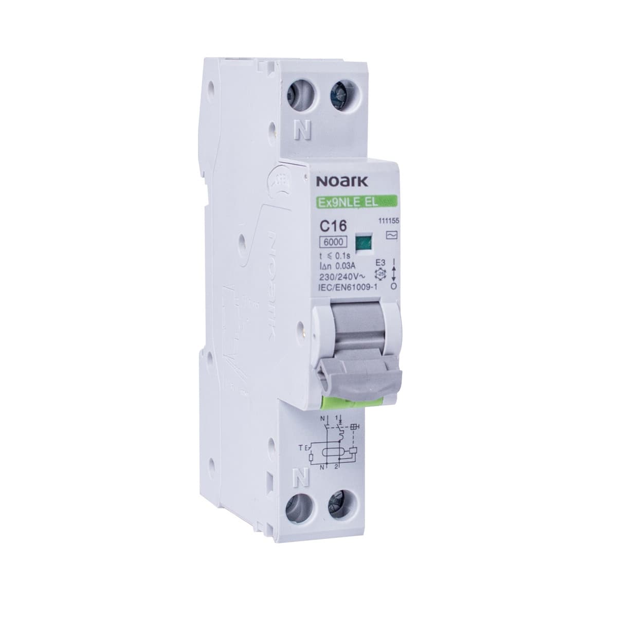 RCBO într-un singur modul Ex9NLE EL 1PN C40 30mA EU, 111159, Noark