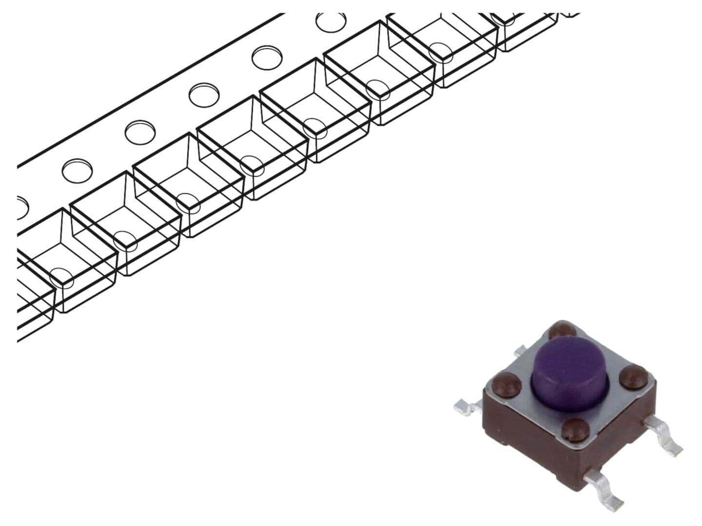 Microîntrerupător TACT SPST-NO 0,05A 24VDC SMT Pozitie 2 Fără