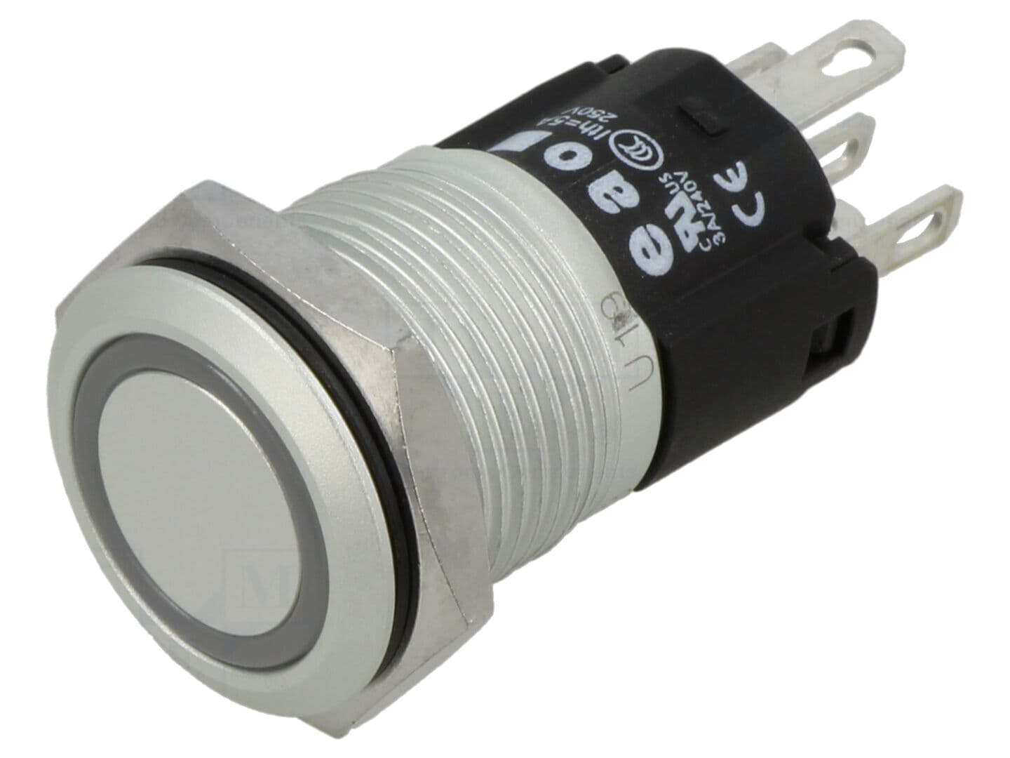 Comutator anti-vandalism, 2 poziții, SPDT, iluminare LED inelară