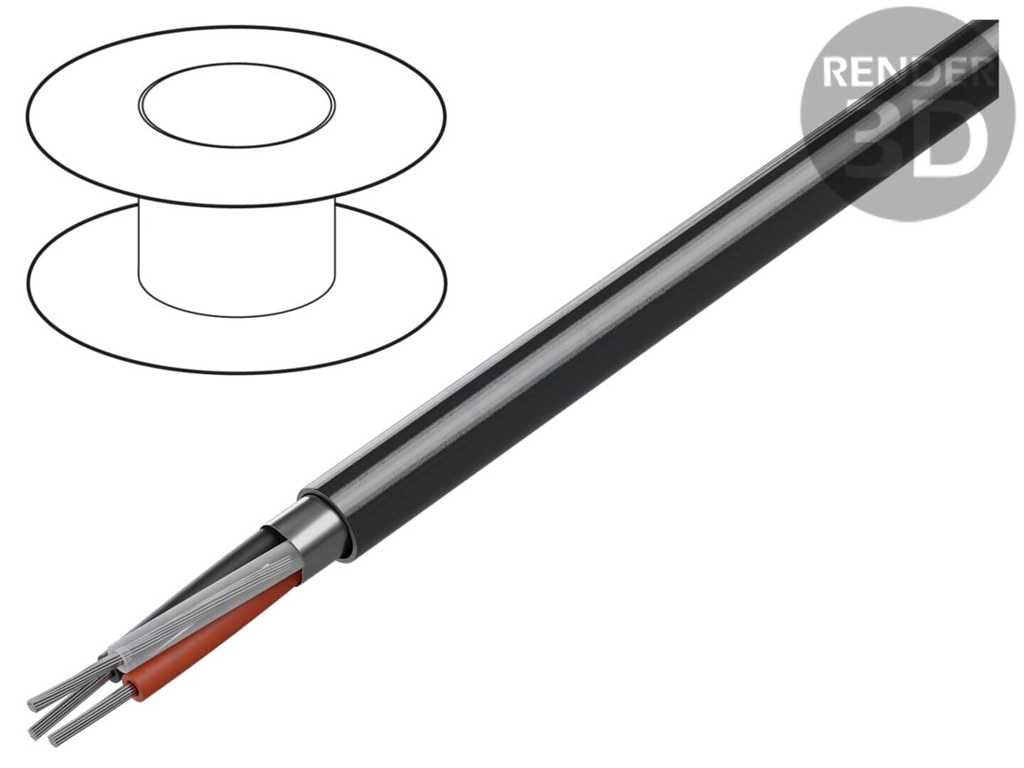 Cablu ecranat 3x22AWG litat Cu, folie Al-PET, PVC