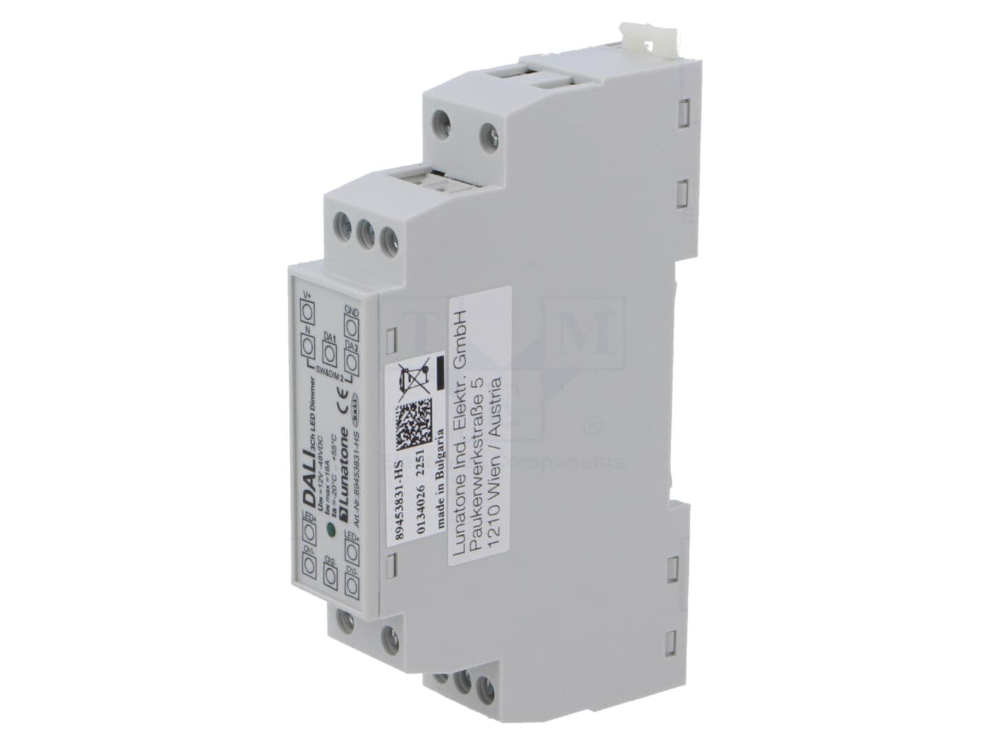 Alimentator LED Pulsatoriu Lunatone DALI DT8 RGBW 12-48VDC 16A IP20, Montaj Pe Șină DIN