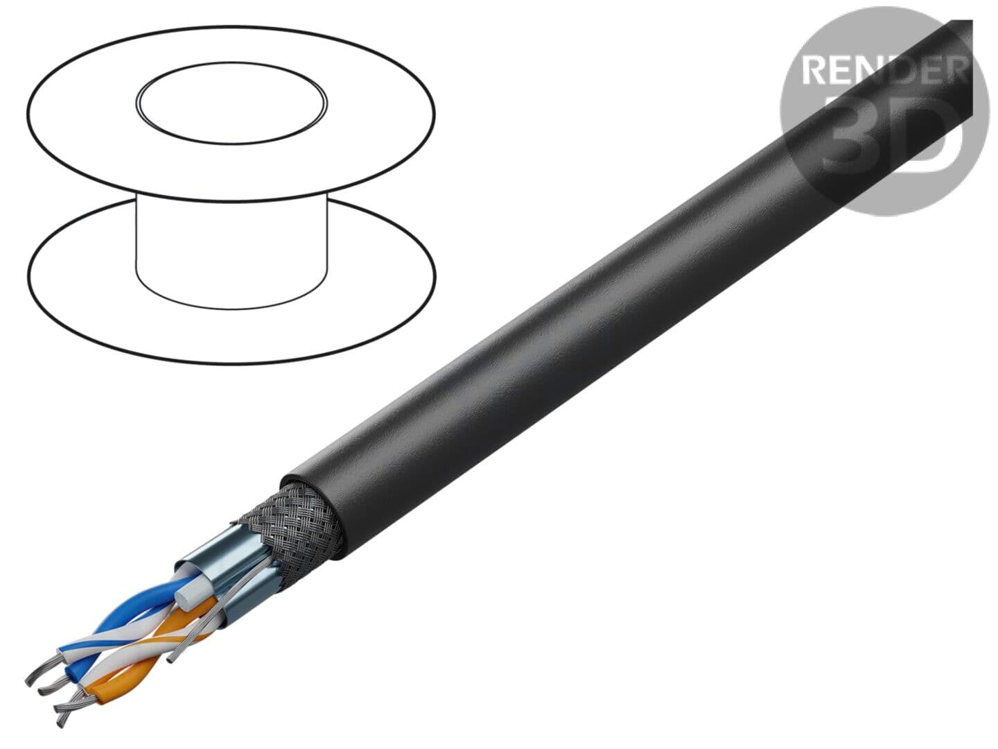 Cablu RS485 2x2x24AWG litat Cu LSZH negru, dublu ecranat