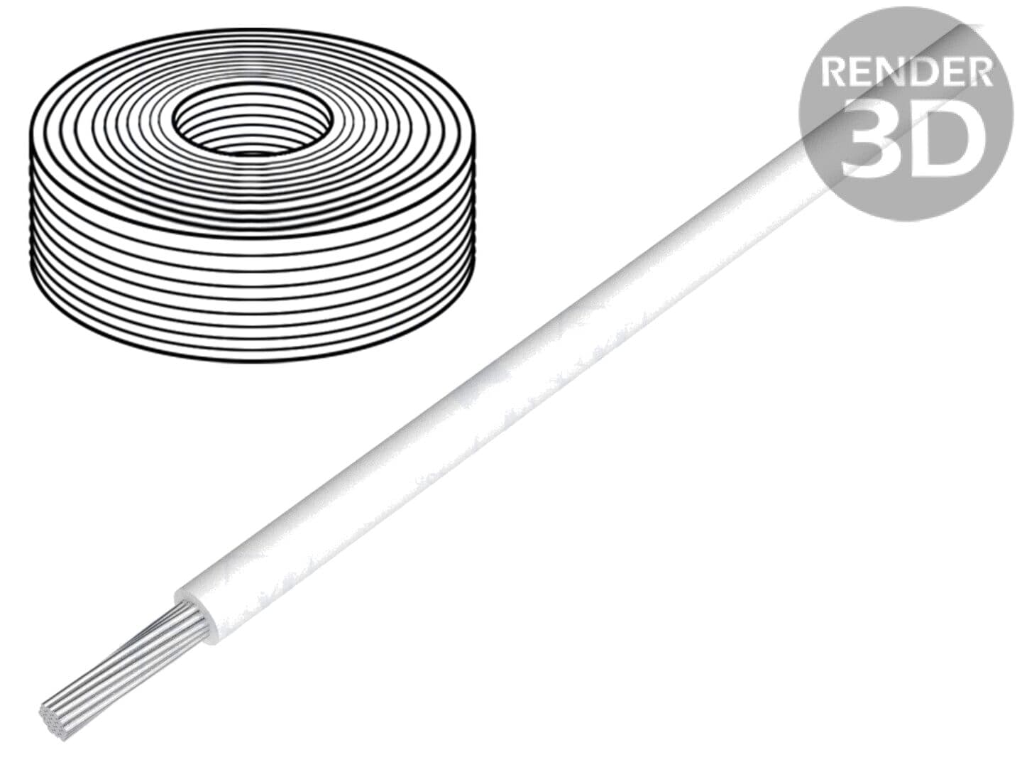 Cablu litat Cu 22AWG PVC alb 300V 30m - Cabluri monfilare torsadat