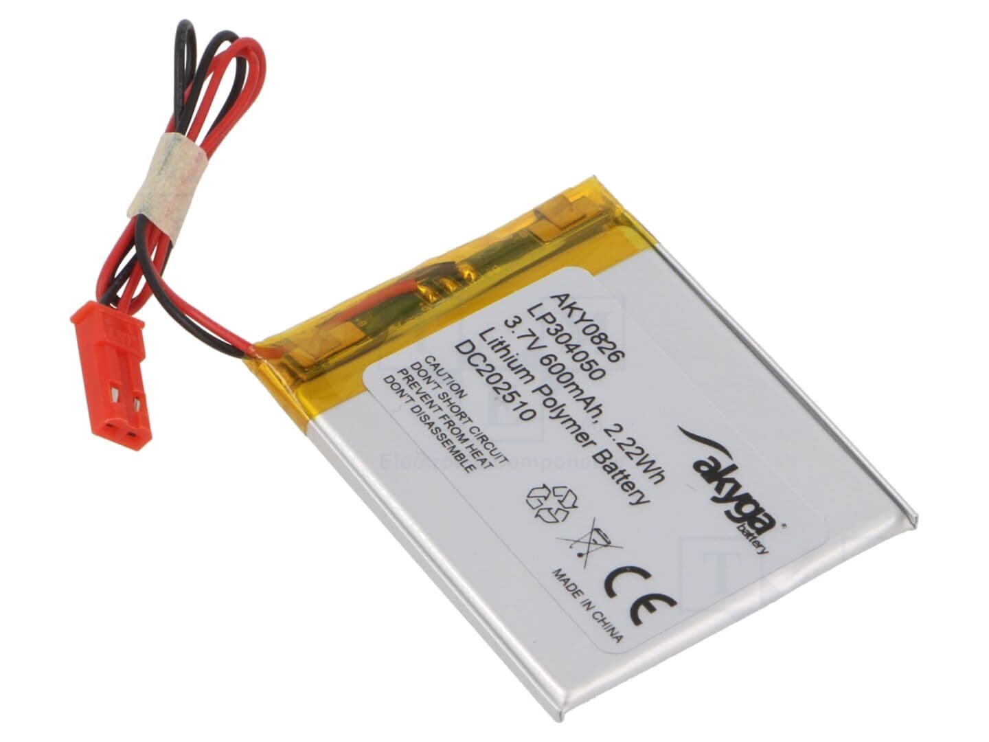 Baterie Li-Po 3,7V 600mAh AKYGA cu conector JST SYP-02T-1 AKY0826