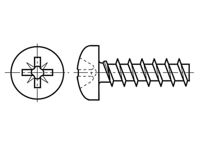 Şurub 3x16 mm, cap rotund, Pozidriv PZ1, oțel inoxidabil A2