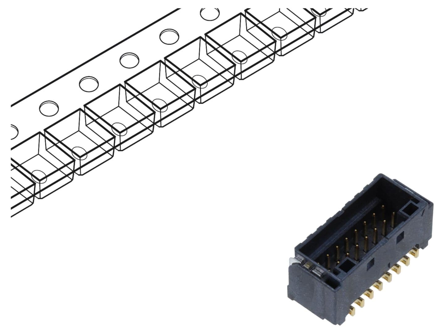 Conector cablu-placă soclu tată PIN 16 DF51K Pas 2mm SMT