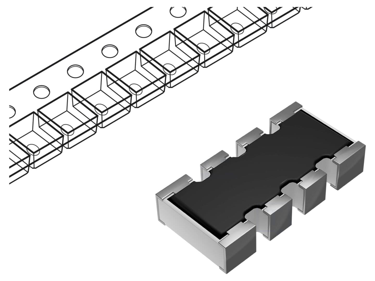 Rezistor multipolar Panasonic SMD 1kΩ ±5% 62,5mW 4 rezistori Y