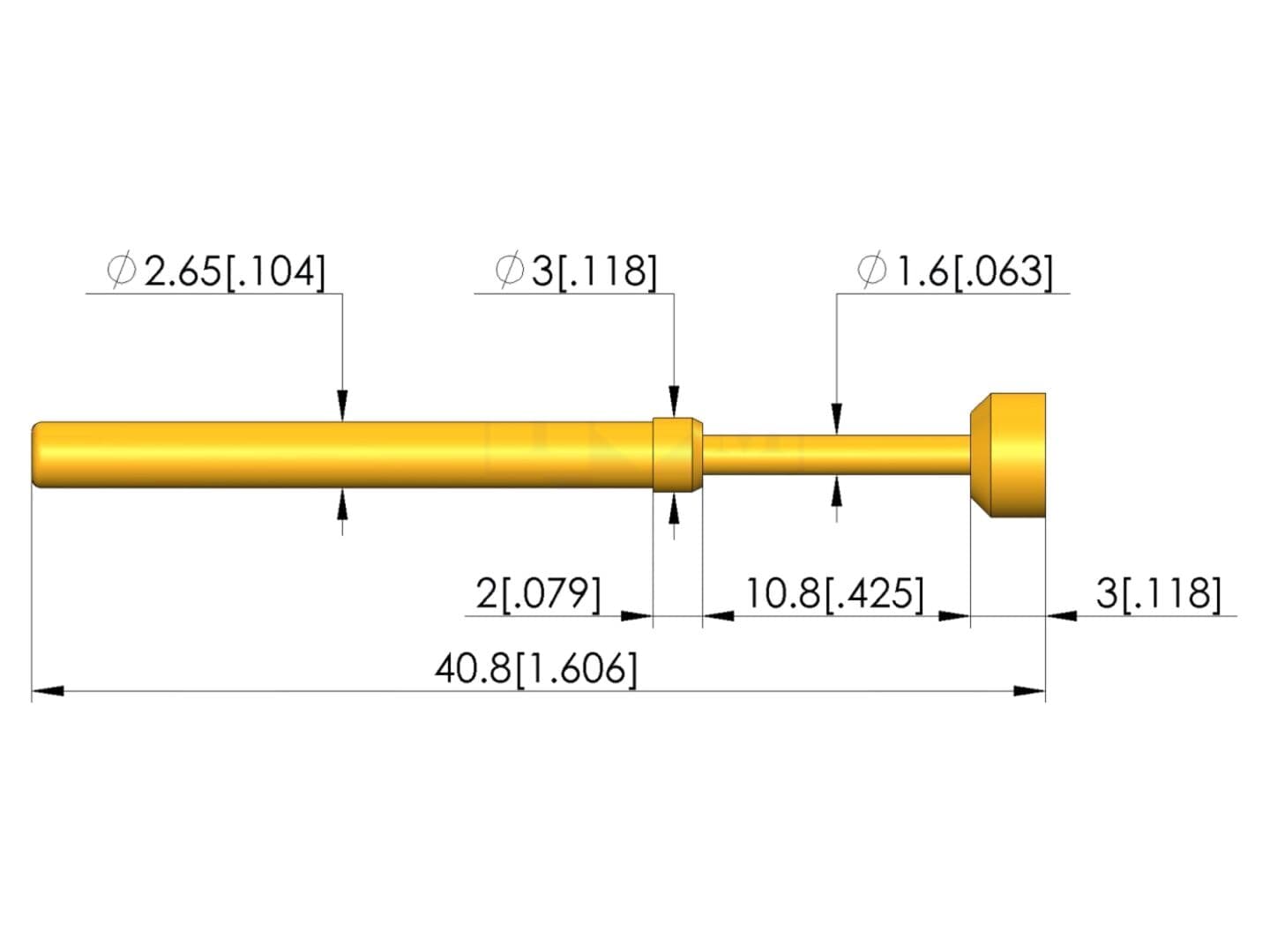 Ac de testare, Ø 5 mm, 5A, contact aurit