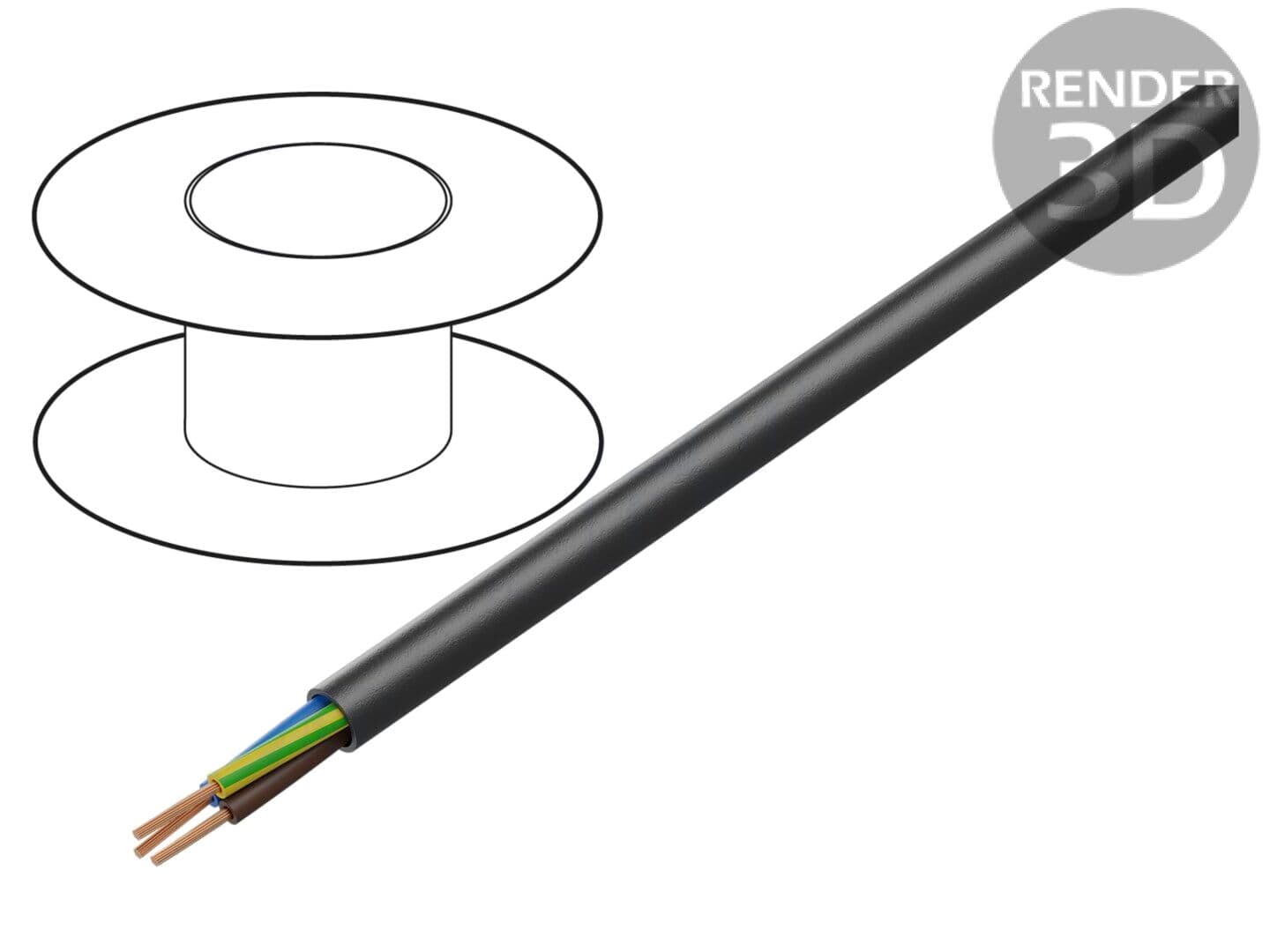 Cablu de alimentare H05RN-F 3G0,75 mm², rotund, litat