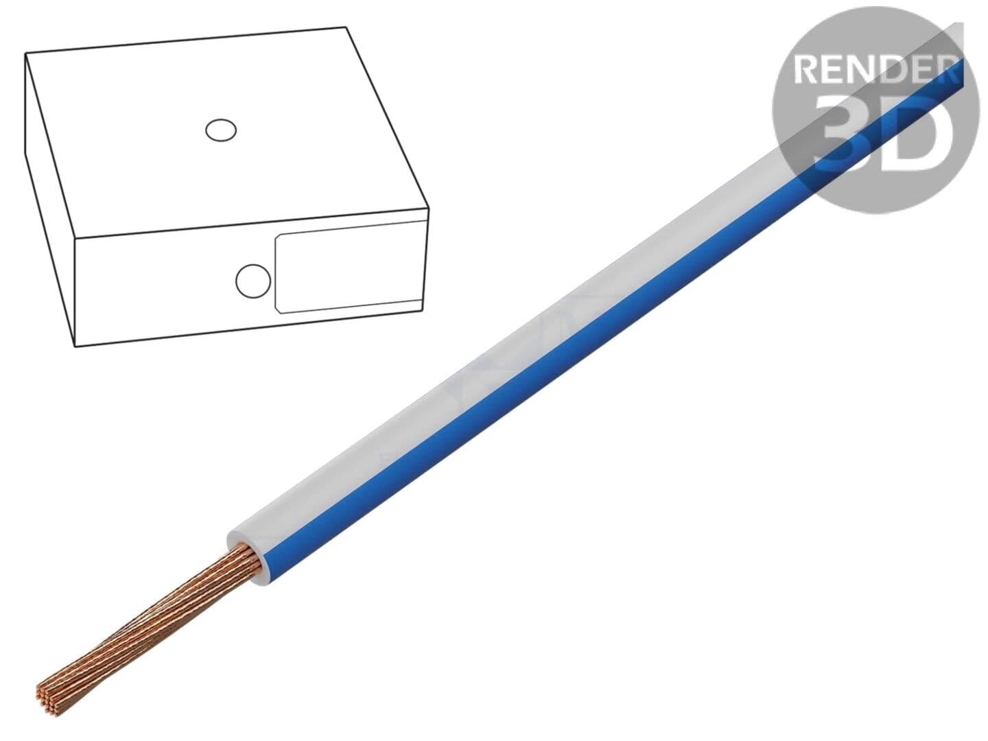 Cablu H05V2-K litat 0,5mm2 alb-albastru