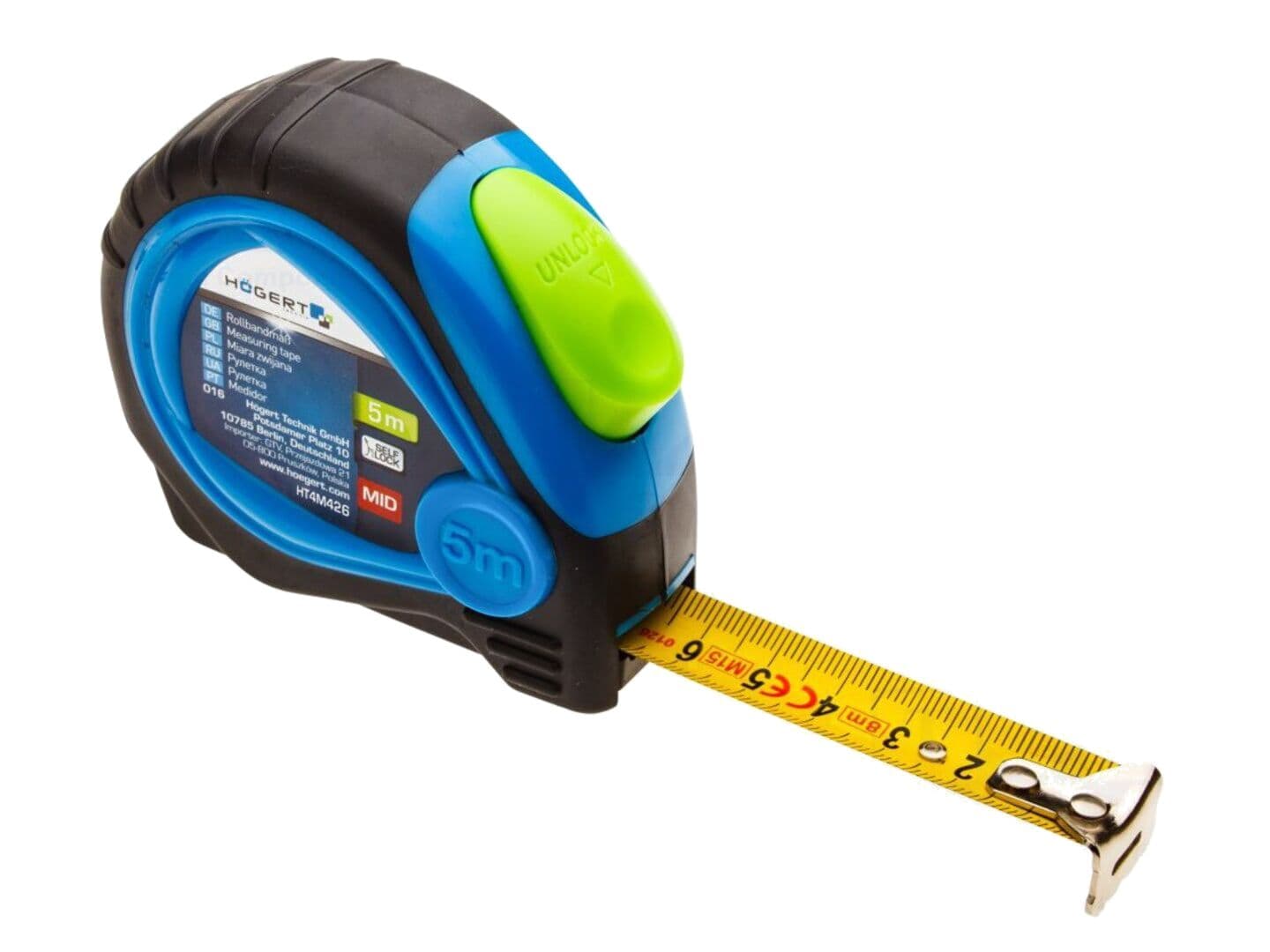 Ruletă de măsură 5m, 25mm, Clasă II - HÖGERT TECHNIK