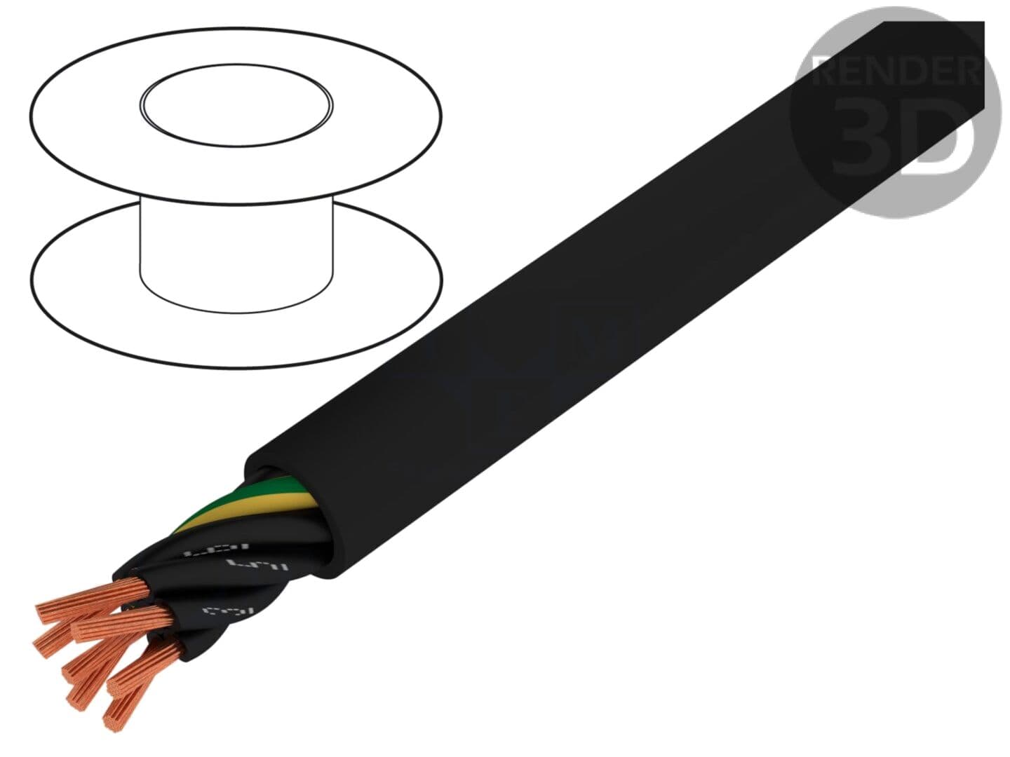 Cablu electric JZ-600 3x0.75mm² 600V, negru