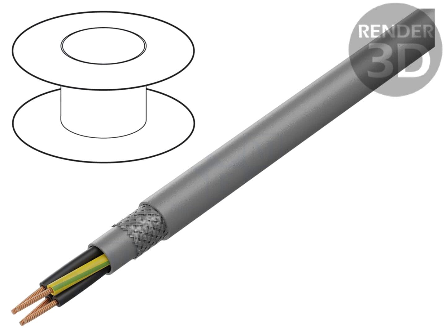 Cablu de control JZ-602-CY, 3G1 mm², ecranat, PVC gri, 600V