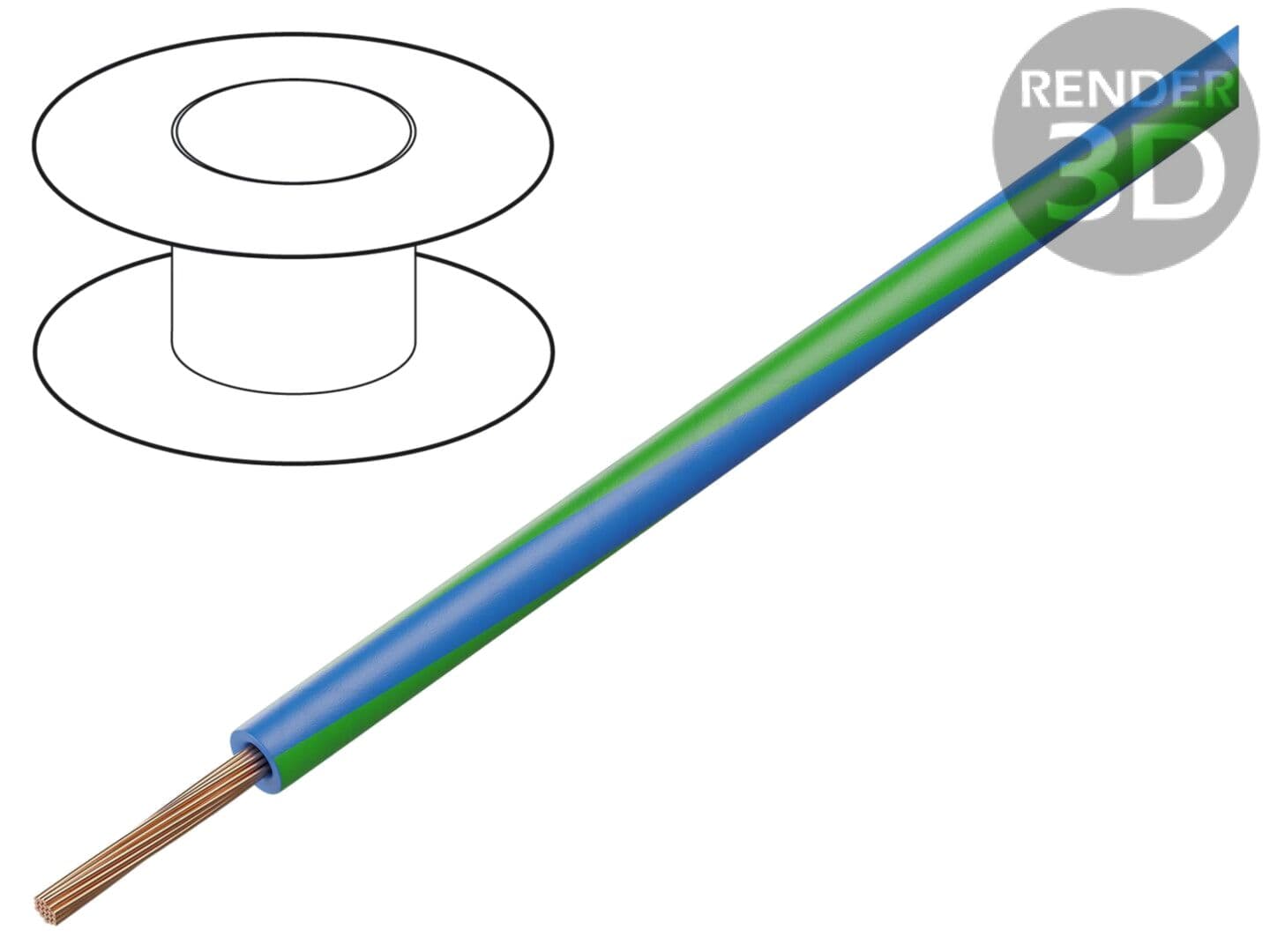 Cablu Electric Cupru 1mm² Albastru-Verde 300V/500V