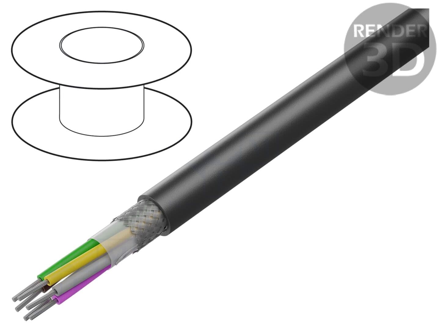 Cablu LiYCY UL 10x24AWG, ecranat, PVC negru, 300V