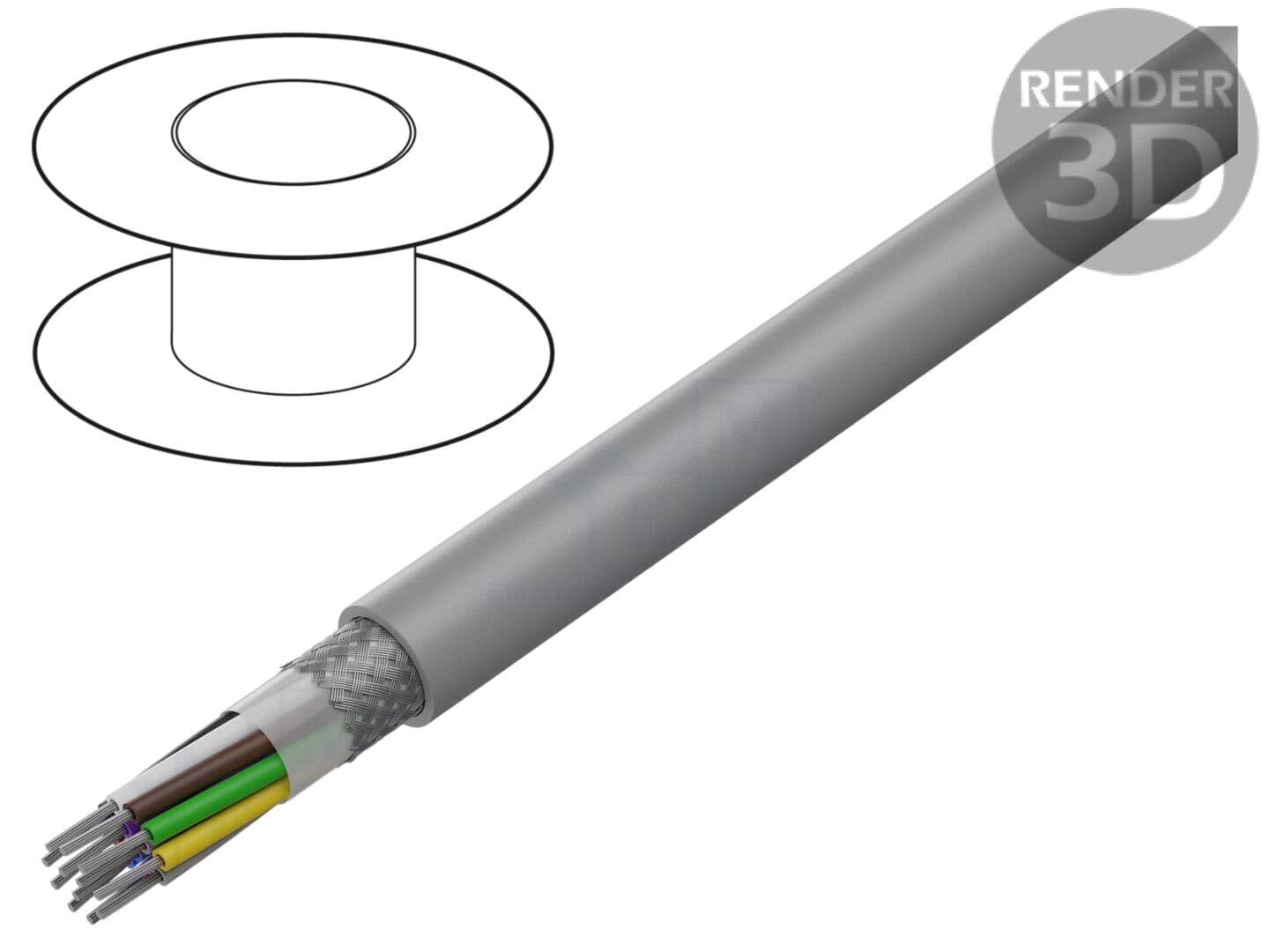 Cablu LiYCY UL 6x22AWG, ecranat, PVC gri, 300V
