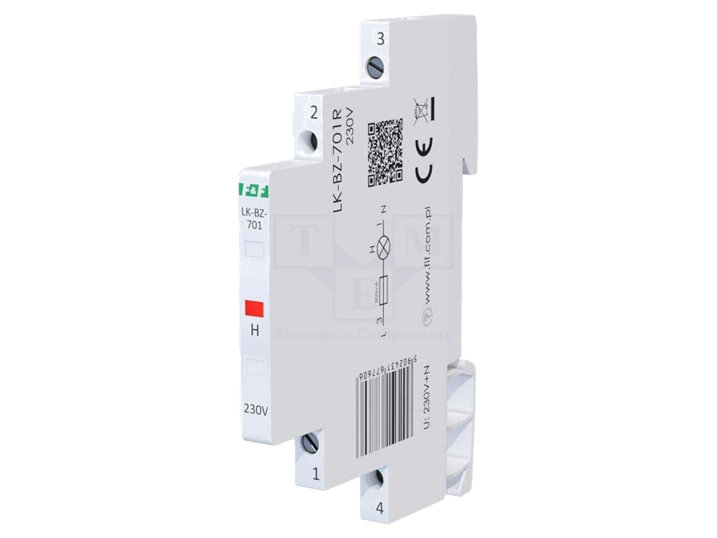 Indicator tensiune 230VAC F&F LK-BZ-701R IP20 pentru șină DIN
