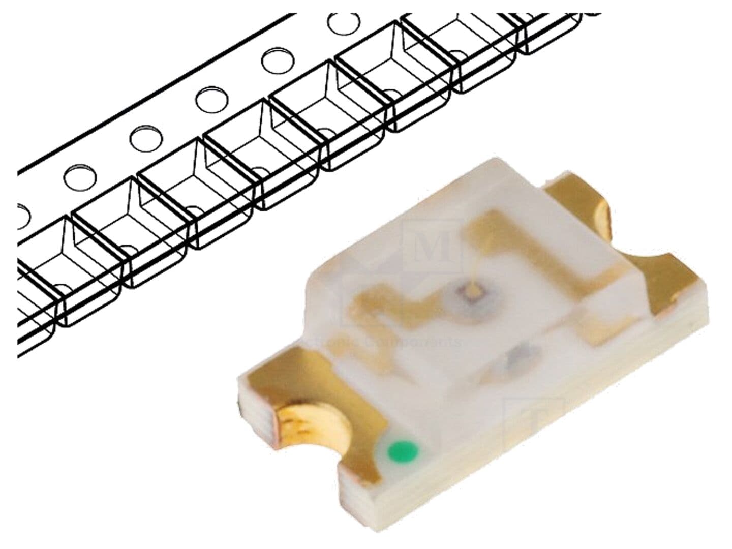 LED SMD 1608 roșie/verde 1,6x0,8mm 140° λd: 520nm, 624nm