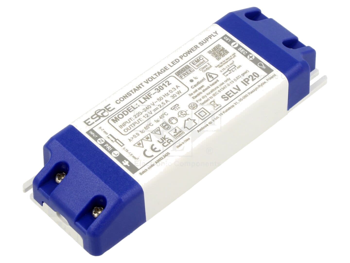 Alimentator LED 30W, 12VDC, 2,5A, IP20 - Eficiență 88%