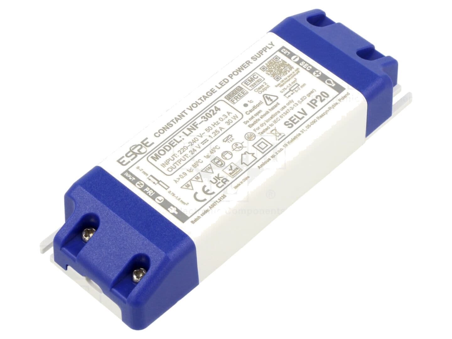 Alimentator LED 30W 24VDC, 1,25A, eficiență 89%, IP20