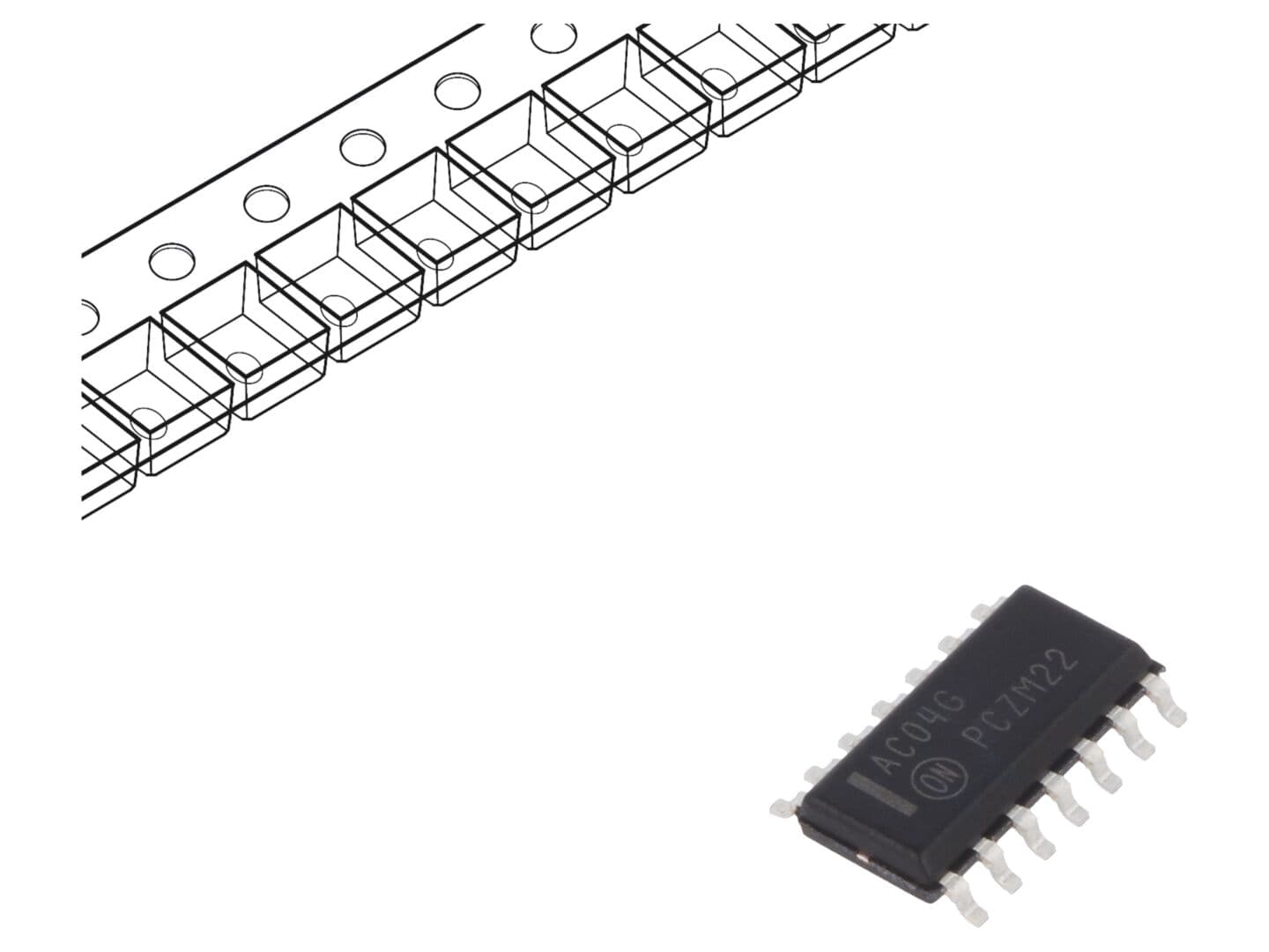 Inversor digital CMOS NOT MC74AC04DR2G - 6 canale, SMD, SO14