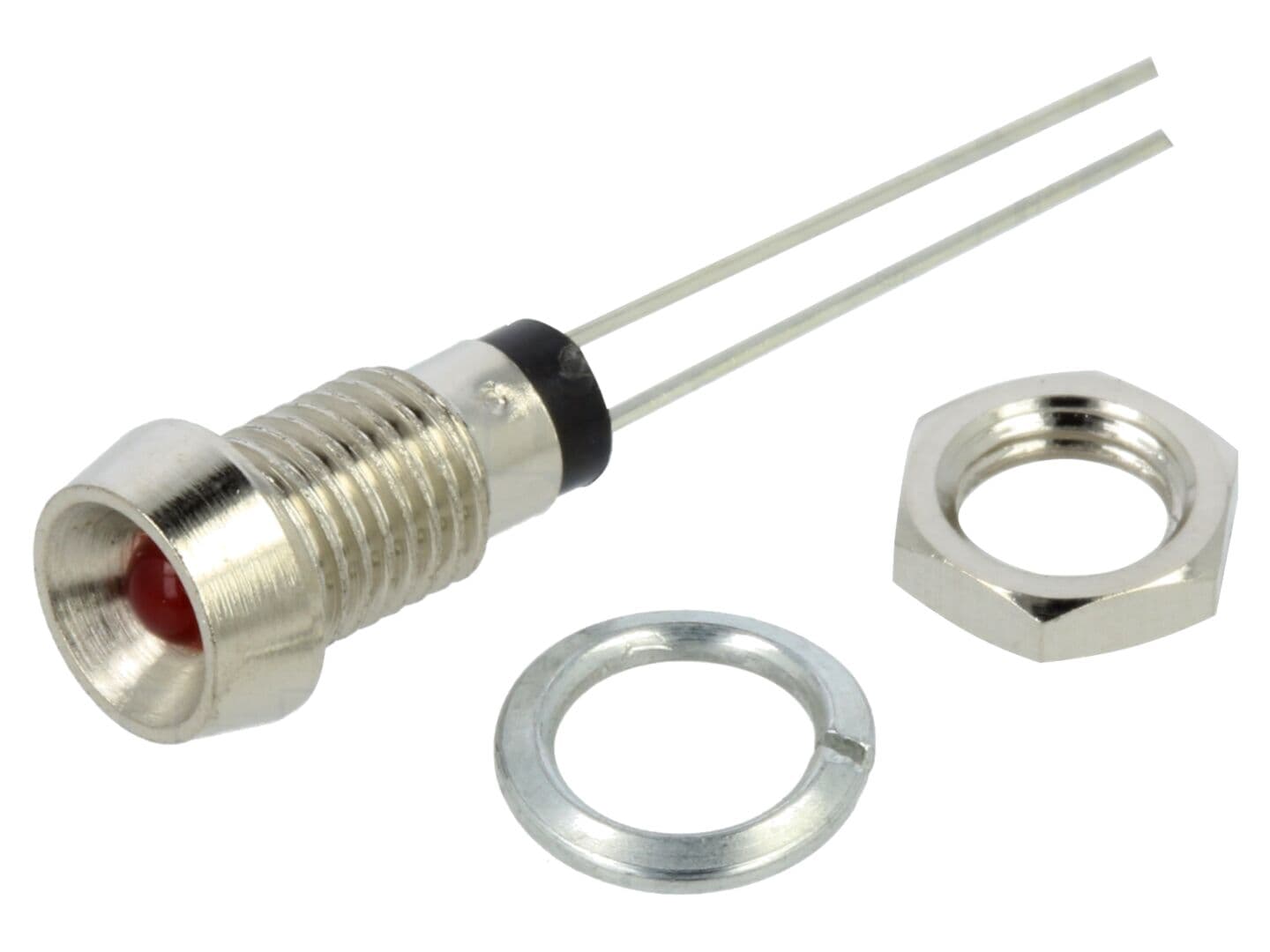 Lampă LED concav roșie 2,1VDC Ø6mm metal ØLED 3mm BIVAR