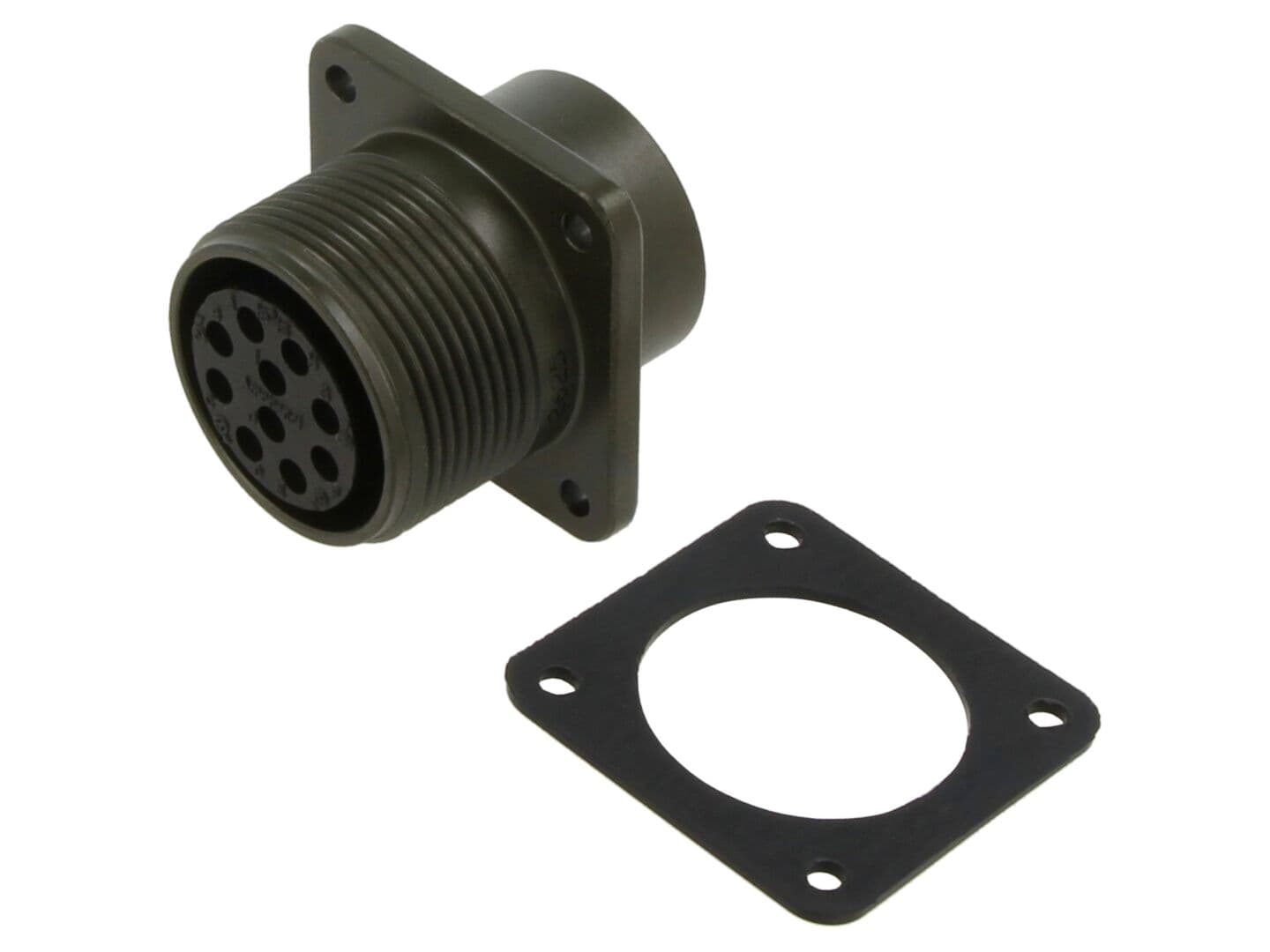 Conector circular mamă, 10 pini, montare pe panou, argintat