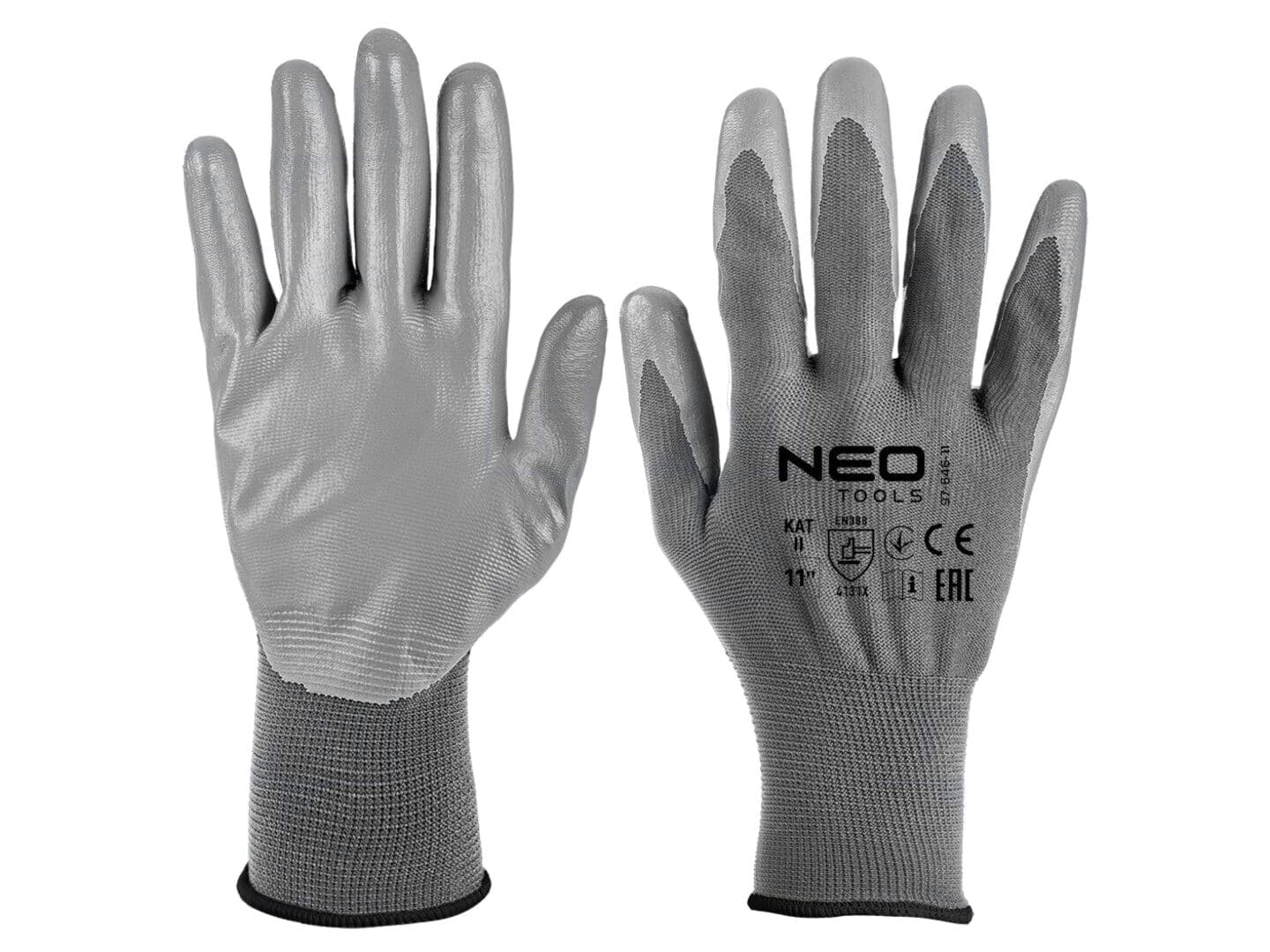 Mănuşi de protecţie gri, dimensiune 11, poliester şi poliuretan - NEO TOOLS