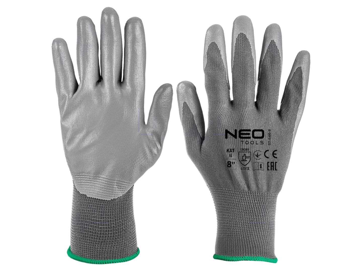 Mănuşi de protecţie NEO TOOLS, Dimensiune 8, Poliester şi Poliuretan, Gri