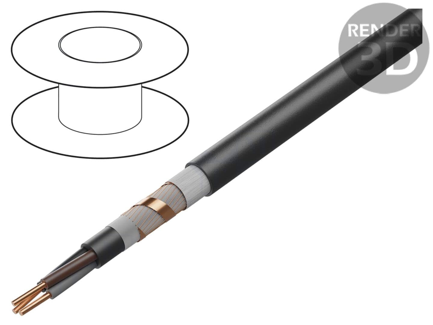 Cablu NYCY 7x2,5 mm² PVC negru, 600V/1kV, Eca