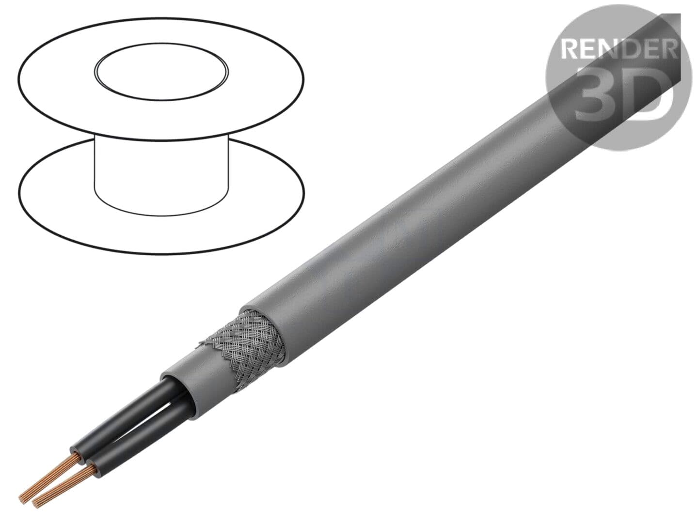 Cablu de control OZ-602-CY 2x1,5 mm², ecranat, PVC gri, 600V