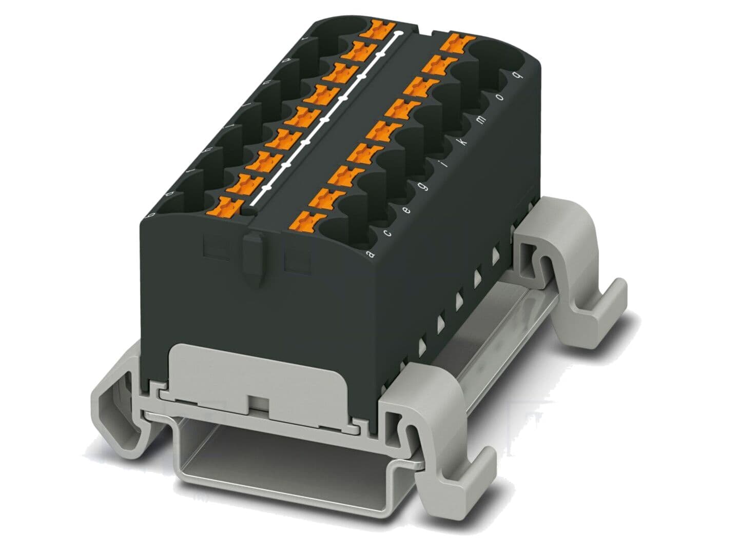 Conector pe șină 32A, push-in, 18 borne
