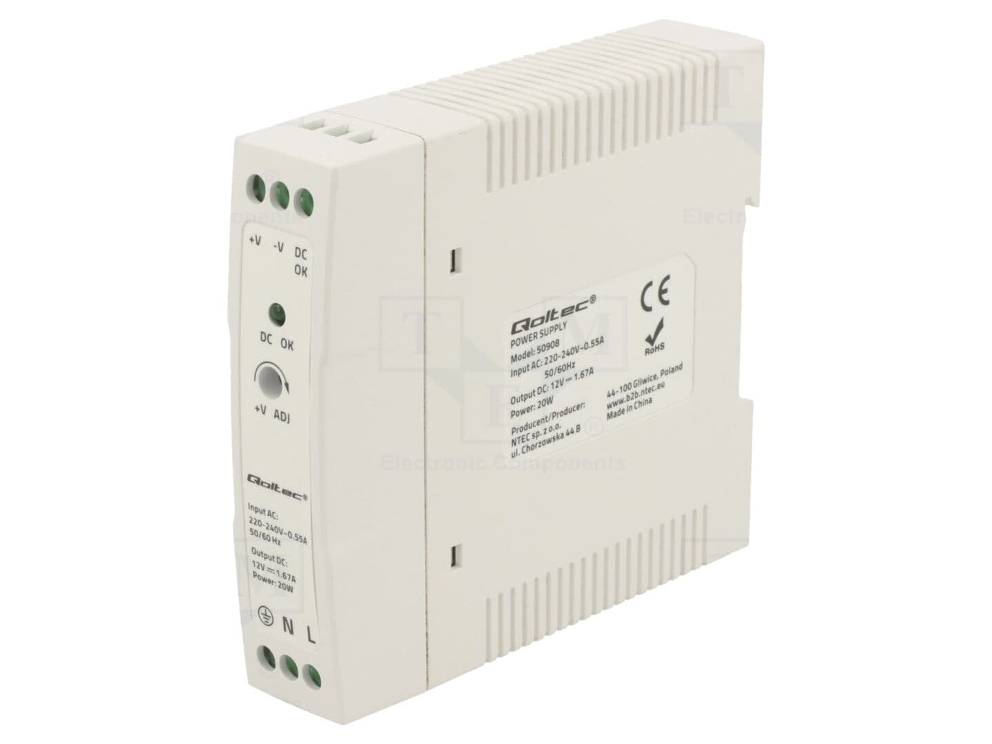 Alimentator pulsatoriu 20W, 12VDC, pentru şină DIN, IP20