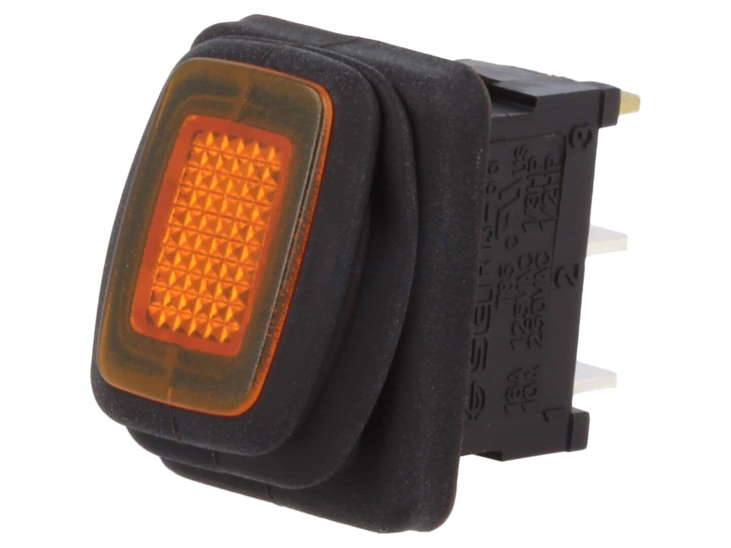 Întrerupător rocker SPST ON-OFF 10A/250VAC, IP65, portocaliu