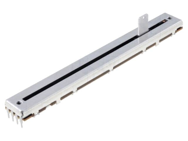 Potențiometru glisant 10kΩ, logaritmic, 0,5W, THT