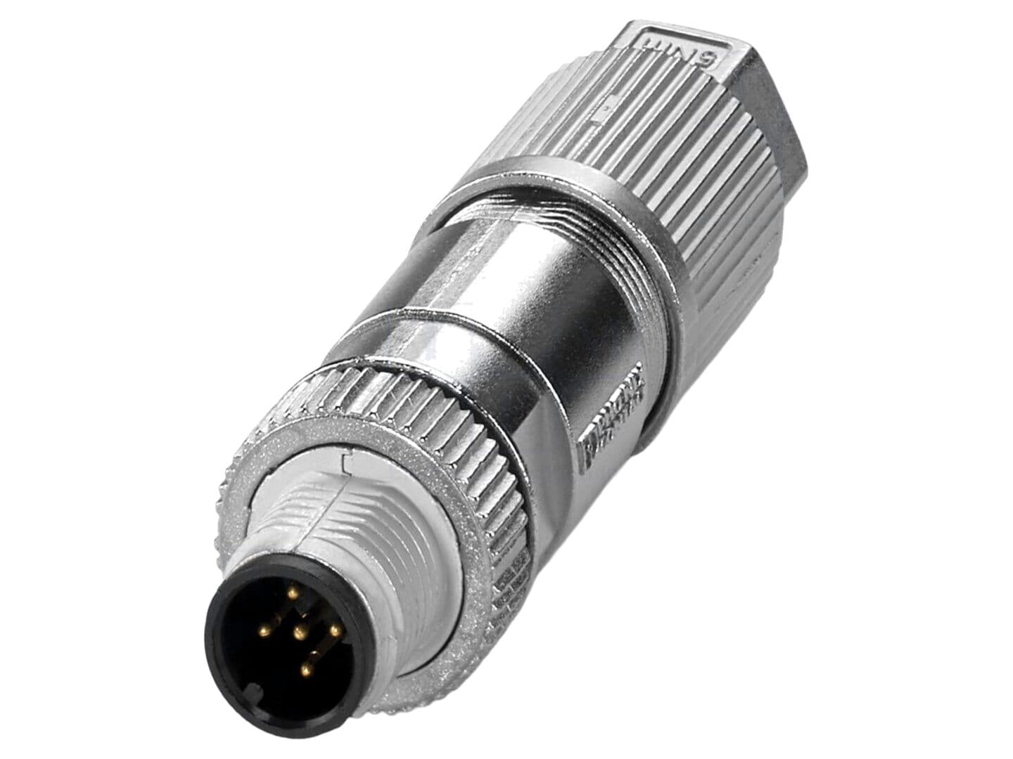 Conector M12 cu 5 pini, 48V, IP65, nichelat/aurit